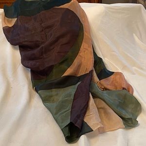 Multi color with blues and taupe scarf